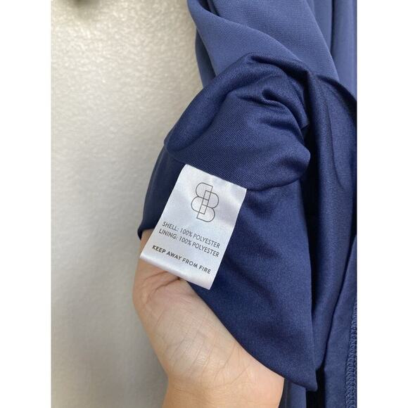 Baltic Born Navy Chiffon Maxi Dress size XXL short sleeve front slit v-neck soft - Picture 6 of 7